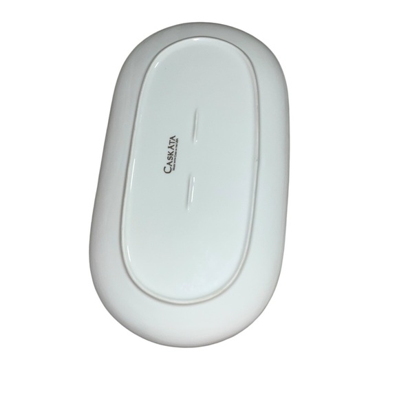 Caskata dogwood China platter 12” oval made in usa white black 23k gold paint - Picture 4 of 6